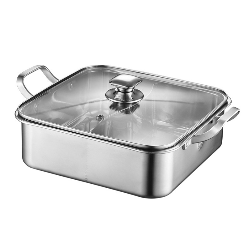 Induction Cooker - 304ステンレス製マンダリンダック鍋 熱鍋 厚手 インダクションクッカー用しゃぶしゃぶ鍋