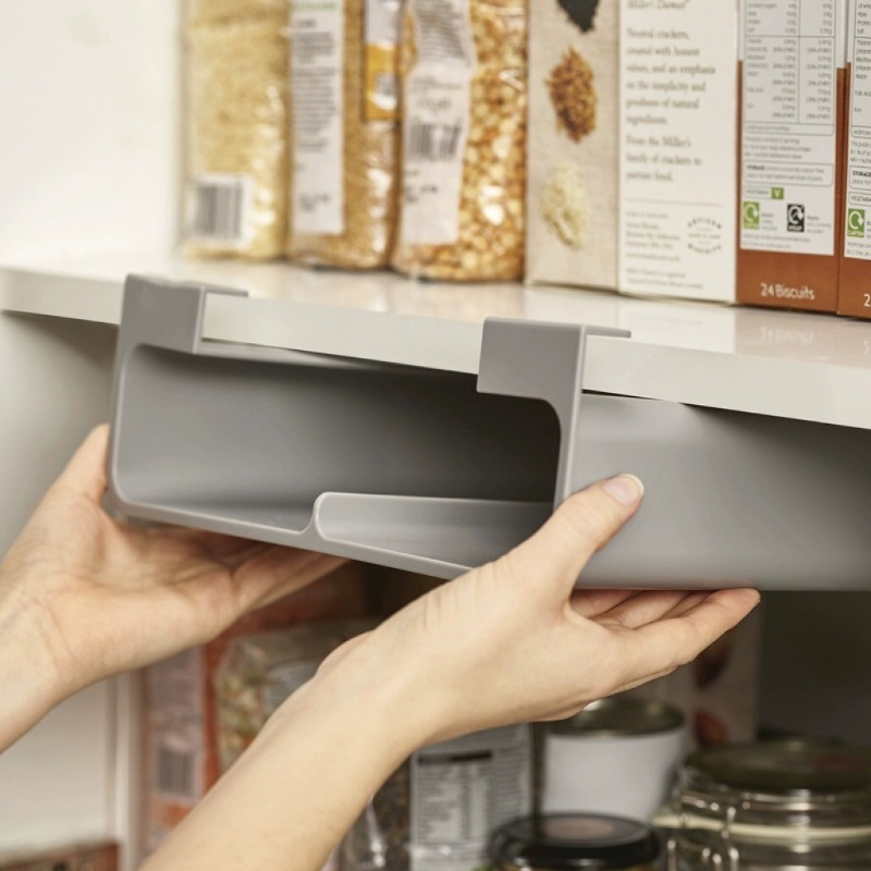 Kitchen Appliances Cabinet - 壁掛け式ラップフィルム収納ラック 穴あけ不要 キッチン用プラスチック製吊り下げ棚（アルミホイルや袋用）