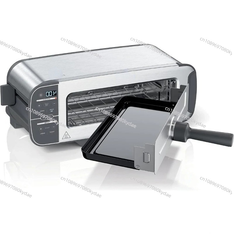 Toaster - 2-in-1 フリップトースター、2枚焼き容量、コンパクトトースターオーブン、スナックメーカー、1500ワット、ステンレススチール