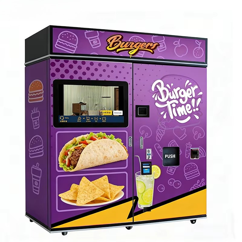 Microwave Oven - マイクロ波オーブンを搭載したカスタマイズ可能な自動販売機。SDKに対応し、朝食、昼食、夜間の軽食としてハンバーガーを販売可能。