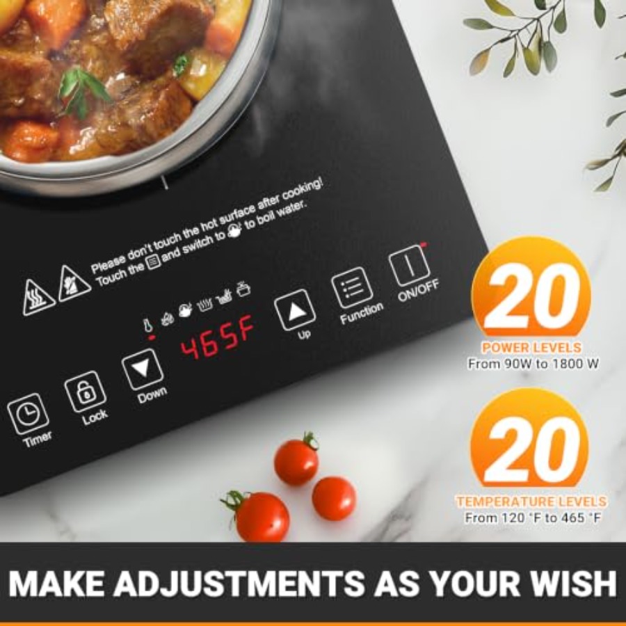 キッチン用ポータブルIHクッキングトップ、黒色強化ガラス、2 - Induction Cooktop Portable のレビューと価格