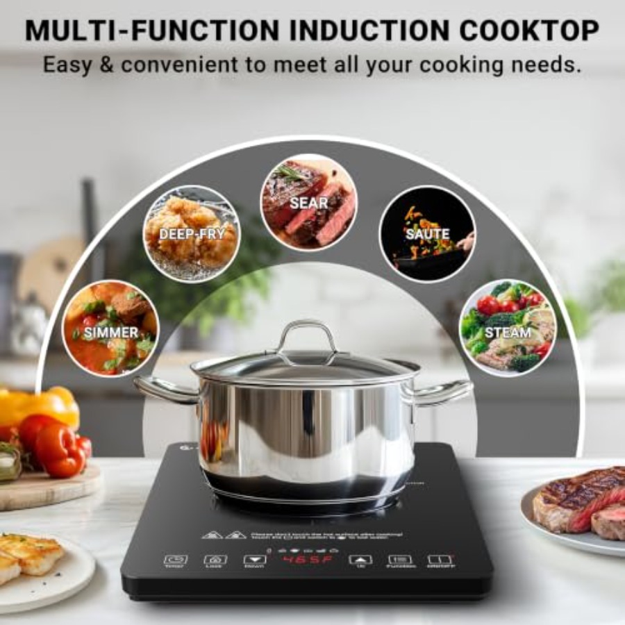 キッチン用ポータブルIHクッキングトップ、黒色強化ガラス、2 - Induction Cooktop Portable のレビューと価格